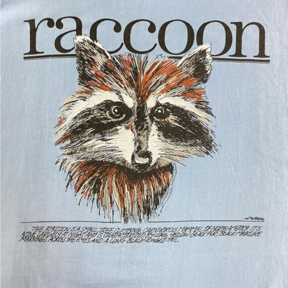 Vintage Tiger Brand Waves Blue Raccoon Graphic Tee T Shirt XL - Picture 3 of 16